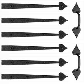 Acorn Manufacturing [GAR1B] Garage Door Decorative Hardware Kit - Large Heart - Flat Black - 18 3/4" L Straps