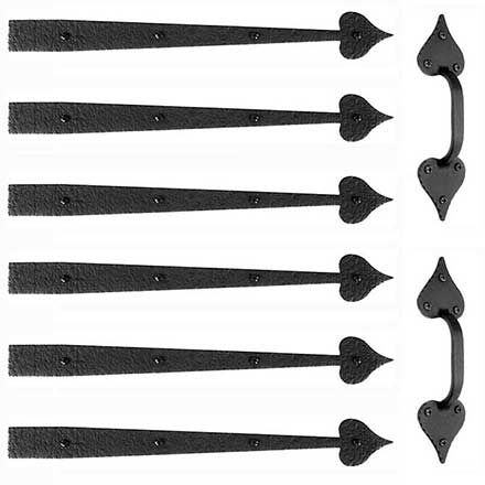 Acorn Manufacturing [GAR1B] Garage Door Decorative Hardware Kit - Large Heart - Flat Black - 18 3/4&quot; L Straps