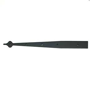 Acorn Manufacturing [AIDBP] Steel Door Strap Hinge Front - Spear End - Smooth - Matte Black Finish - 18 3/4" L