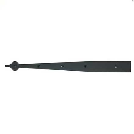 Acorn Manufacturing [AIDBP] Steel Door Strap Hinge Front - Spear End - Smooth - Matte Black Finish - 18 3/4&quot; L