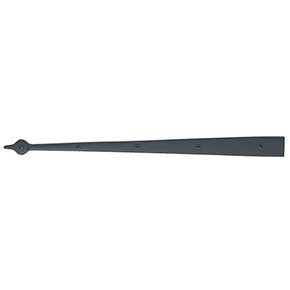 Acorn Manufacturing [AIFBP] Cast Aluminum Door Strap Hinge Front - Spear End - Smooth - Matte Black Finish - 24" L