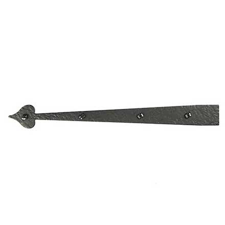 Acorn Manufacturing [RIDBP] Steel Door Strap Hinge Front - Heart End - Rough - Matte Black Finish - 14&quot; L