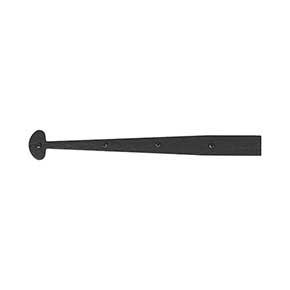 Acorn Manufacturing [RIEBP] Steel Door Strap Hinge Front - Bean End - Rough - Matte Black Finish - 17 1/4" L