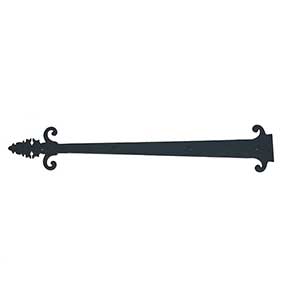 Acorn Manufacturing [WIFBP] Steel Door Strap Hinge Front - Warwick - Rough - Matte Black Finish - 28" L