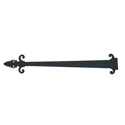 Acorn Manufacturing [WIFBP] Steel Door Strap Hinge Front - Warwick - Rough - Matte Black Finish - 28" L