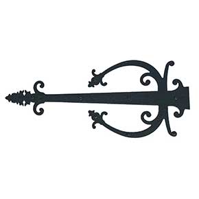 Acorn Manufacturing [WIGBP] Steel Door Strap Hinge Front - Warwick w/ Wings - Rough - Matte Black Finish - 24" L