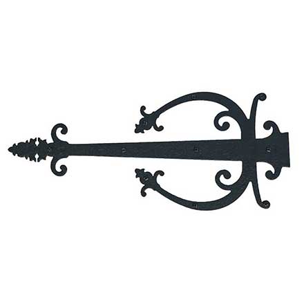 Acorn Manufacturing [WIGBP] Steel Door Strap Hinge Front - Warwick w/ Wings - Rough - Matte Black Finish - 24&quot; L