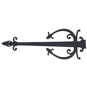 Acorn Manufacturing [WIHBP] Steel Door Strap Hinge Front - Warwick w/ Wings - Rough - Matte Black Finish - 28" L