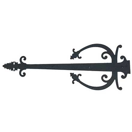 Acorn Manufacturing [WIHBP] Steel Door Strap Hinge Front - Warwick w/ Wings - Rough - Matte Black Finish - 28&quot; L