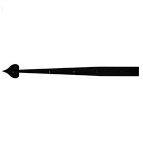Acorn Manufacturing [AHRBP] Cast Aluminum Door Strap Hinge Front - Heart End - Smooth - Matte Black Finish - 22 1/4" L