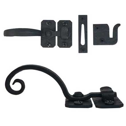 Acorn Manufacturing [RL8BR] Cast Iron Gate Latch - Curled - Rough - Matte Black Finish - 5&quot; L