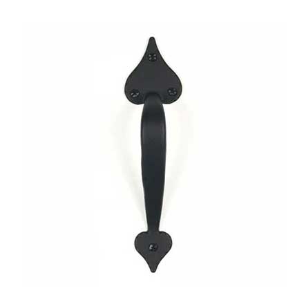 Acorn Manufacturing [RPDBP] Cast Iron Gate Pull Handle - Heart End - Rough - Matte Black Finish - 11&quot; L