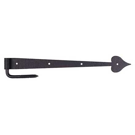 Acorn Manufacturing [RIIBP] Forge Iron Gate Strap Hinge &amp; Pintle - Heart End - Rough - Wood Screw - Matte Black Finish - 17&quot; L