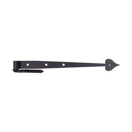 Acorn Manufacturing [RIKBP] Forge Iron Gate Strap Hinge &amp; Pintle - Heart End - Rough - Carriage Bolt - Heavy Duty - Matte Black Finish - 19 7/8&quot; L