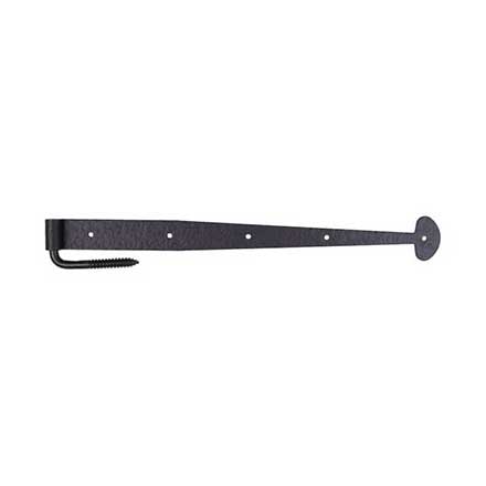 Acorn Manufacturing [RIPBP] Forge Iron Gate Strap Hinge &amp; Pintle - Bean End - Rough - Wood Screw - Matte Black Finish - 19 5/8&quot; L