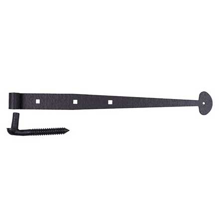 Acorn Manufacturing [RISBP] Forge Iron Gate Strap Hinge & Pintle - Bean End - Rough - Carriage Bolt - Heavy Duty - Matte Black Finish - 18 7/8" L