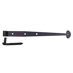 Acorn Manufacturing [RISBP] Forge Iron Gate Strap Hinge &amp; Pintle - Bean End - Rough - Carriage Bolt - Heavy Duty - Matte Black Finish - 18 7/8" L