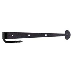 Acorn Manufacturing [RITBP] Forge Iron Gate Strap Hinge & Pintle - Bean End - Rough - Matte Black Finish - 15 5/8" L