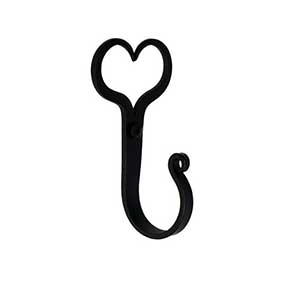 Acorn Manufacturing [AMABP] Forged Iron Wall Hook - Split Heart - Black Finish - 1 5/16" Proj.