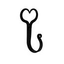 Acorn Manufacturing [AMABP] Forged Iron Wall Hook - Split Heart - Black Finish - 1 5/16&quot; Proj.