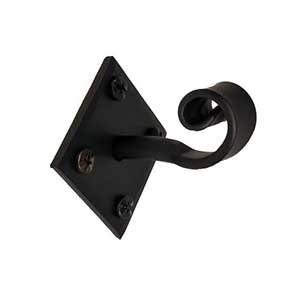 Acorn Manufacturing [AMYBP] Forged Iron Wall Hook - Scroll - Diamond Backplate - Black Finish - 2 3/8" Proj.