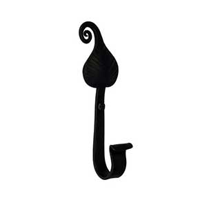 Acorn Manufacturing [LMBBP] Forged Iron Wall Hook - Leaf - Black Finish - 1 3/4" Proj.
