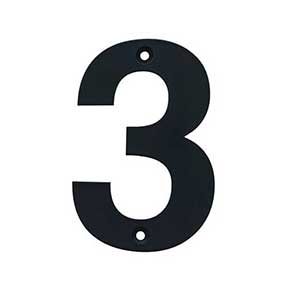 Acorn Manufacturing [AN3BP] Stainless Steel House Number - 3 - Black Finish - 4" L