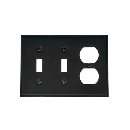 Acorn Manufacturing [AW7BP] Steel Wall Plate - Double Toggle &amp; Duplex Receptacle - Matte Black Finish