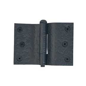 Acorn Manufacturing [RK1BQ] Cast Iron Curved Shutter Hinge - 3" H x 4" W - 1 1/2" Throw - Rough Texture - Flat Black Finish - Pair