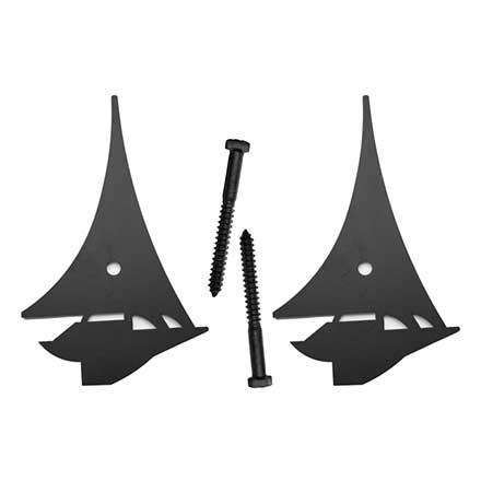 Acorn Manufacturing [AKVBQ] Steel Shutter Dog - Lag Mount - Sail Boat - Flat Black Finish - 8&quot; L - Pair