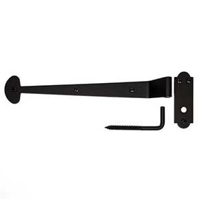 Acorn Manufacturing [AKGBP] Stainless Steel Shutter Strap Hinge & Lag Pintle Combo - 1 1/4" Offset - Flat Black FInish