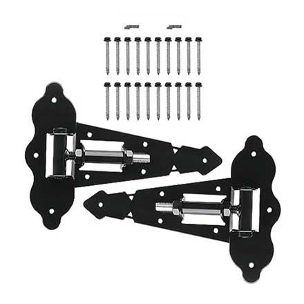 Advantage Industries [AD2007SS] Stainless Steel Wood Gate Self Closing T Hinge - Surface Mount - Black Finish - Pair - 11 1/4" W - 12 Per Case
