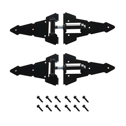 Advantage Industries [AD2009] Zinc-Plated Steel Wood Gate Self Closing Strap Hinge - Surface Mount - Contemporary - Black Finish - Pair - 16" W - 12 Per Case