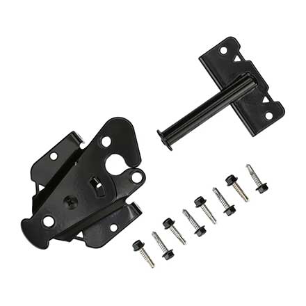 Advantage Industries [AD1004B] Stainless Steel Ornamental Gate Hatchet Latch - 2" Post - Self Latching - Pad Lockable - Black Finish