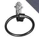 Artesano Iron Works [AIW-BA002TR-SB] Wrought Iron Single Wall Mount Towel Ring - Hammered Floral Ends - Semi-Matte Black Finish