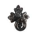 Artesano Iron Works [AIW-2015-SB] Wrought Iron Cabinet Ring Pull - Hammered Floral Back Plate - Semi-Matte Black Finish - 3&quot; L