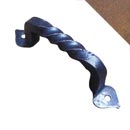 Artesano Iron Works [AIW-2021-OX] Wrought Iron Cabinet Pull Handle - Medium - Twisted Handle - Heart Ends - Oxidized Finish - 3 5/8" C/C - 4 1/2" L