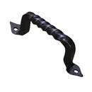 Artesano Iron Works [AIW-2021-SB] Wrought Iron Cabinet Pull Handle - Medium - Twisted Handle - Heart Ends - Semi-Matte Black Finish - 3 5/8" C/C - 4 1/2" L