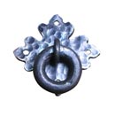 Artesano Iron Works [AIW-2015-NI] Wrought Iron Cabinet Ring Pull - Hammered Floral Back Plate - Natural Finish - 3" L