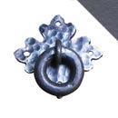 Artesano Iron Works [AIW-2015-SB] Wrought Iron Cabinet Ring Pull - Hammered Floral Back Plate - Semi-Matte Black Finish - 3" L