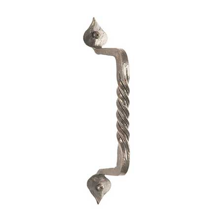 Artesano Iron Works [AIW-0002-NI] Wrought Iron Door Pull Handle - Twist Bar w/ Scribe - Heart Ends - Natural Finish - 8&quot; C/C - 9 1/4&quot; L