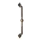 Artesano Iron Works [AIW-0005-4-NI] Wrought Iron Door Pull Handle - Ball Middle - Heart Ends - Natural Finish - 12 3/4" C/C - 1 3/8" W x 13 7/8" L