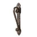 Artesano Iron Works [AIW-0009-NI] Wrought Iron Door Pull Handle - Twisted Scroll Bar - Hammered Backplate - Natural Finish - 10 3/8" C/C - 2 1/8" W x 12" L