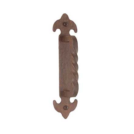 Artesano Iron Works [AIW-0011-OX] Wrought Iron Door Pull Handle - Twisted Scroll Bar - Hammered Backplate - Oxidized Finish - 7 3/8&quot; C/C - 2 3/8&quot; W x 8 1/2&quot; L