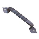 Artesano Iron Works [AIW-0002-NI] Wrought Iron Door Pull Handle - Twist Bar w/ Scribe - Heart Ends - Natural Finish - 8" C/C - 9 1/4" L