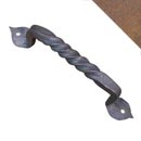 Artesano Iron Works [AIW-0002-OX] Wrought Iron Door Pull Handle - Twist Bar w/ Scribe - Heart Ends - Oxidized Finish - 8" C/C - 9 1/4" L
