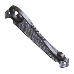 Artesano Iron Works [AIW-0006-SB] Wrought Iron Door Pull Handle - Twisted Scroll Bar - Hammered Backplate - Semi-Matte Black Finish - 9 3/8&quot; C/C - 1 3/4&quot; W x 10 1/8&quot; L