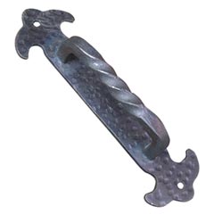 Artesano Iron Works [AIW-0011-NI] Wrought Iron Door Pull Handle - Twisted Scroll Bar - Hammered Backplate - Natural Finish - 7 3/8&quot; C/C - 2 3/8&quot; W x 8 1/2&quot; L