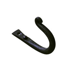 Artesano Iron Works [AIW-H1-A-SB] Wrought Iron Hanging Hook - Round Bar w/ Scroll - Semi-Matte Black Finish - 4&quot; L