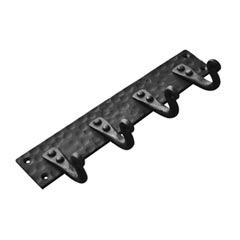 Artesano Iron Works [AIW-H4-A-SB] Wrought Iron Hanging Hook Rack - 4 Hooks - Round Bar w/ Scroll - Semi-Matte Black Finish - 11&quot; L